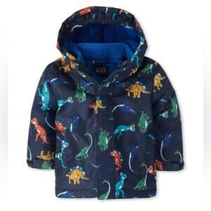 The Children Place Winter Dinosaur Hoodie Jacket Blue Size Baby Boy 18-24 Months